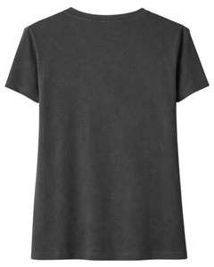 Camiseta de Algodón Gris Oscuro para Mujer, con Pedrería en el Hombro, Estilo Casual, Manga Corta, Top de Verano, Fabricante de Logotipos Personalizados OEM - Product Image 5