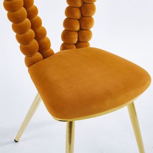 Set di 2 Sedie da Pranzo Moderne Arancione Oro con Schienale Confortevole e Cuscini Morbidi per Sala da Pranzo, Gambe in Tubo di Ferro - Product Image 5