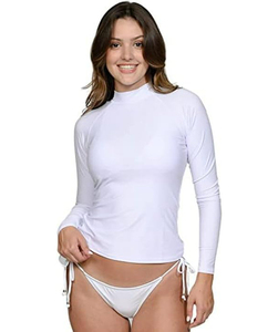 Maillots de bain unis à manches longues pour femmes, nouvelle conception, vêtements de compression, rashguard pour femmes, conception OEM - Product Image 1