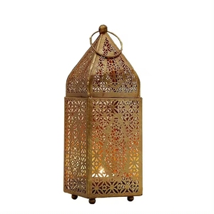 Brass Lantern With Cutout Design For Home Decoration Durable Metal Candle Holder Centerpiece In Best Price Modern Design Lantern - Product Image 1