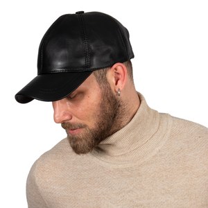 Casquette de baseball en cuir noir Hatsquare, casquette en cuir pour femme, casquette de baseball ajustable pour homme, cadeau de Noël pour femme - Product Image 5