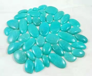 Pierre précieuse naturelle Turquoise Amazonite en cabochon, pierre pour la fabrication de bijoux, formes variées 20-45mm, effet de jeu de couleurs, troisième partie - Product Image 3