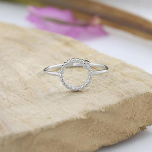 Bague ouverte perlée en argent sterling 925, bijoux géométriques minimalistes bohèmes pour femmes, prix direct usine, fournisseur en gros - Product Image 2
