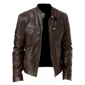 Chaqueta de Cuero para Hombre, Manga Larga, Estilo Clásico, para Todas las Estaciones, Resistente al Viento, Impermeable, Ignífuga, Negra, Roja, Marrón, Amarilla - Product Image 5