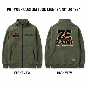 Chaqueta Softshell para Hombre, 300 GSM, Poliéster y Elastano, Cortavientos, para Exteriores, con Bordado Personalizado y Logotipo con Transferencia Térmica, Color Verde Oliva - Product Image 1
