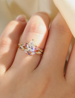 Bague de fiançailles ANSTER personnalisée élégante en or jaune 14K 18K avec diamant taille poire 1,5ct 2ct, bijou de mariage et de tous les jours, cadeau pour femme