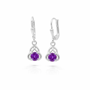 Pendientes de Plata de Ley 925 con Granate Rodolita, Diseño Árabe Redondo, Engaste de Puntas, Bañados en Oro de 1 Micrón y Rodio - Product Image 2