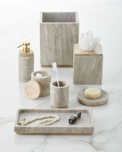 Ensemble de salle de bain minimaliste en marbre, parfait pour les salles de bain contemporaines, offrant un style subtil et une commodité bien organisée - Product Image 1