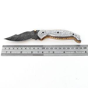 Couteau pliant professionnel en acier Damas japonais, couteau de chasse et de survie pour l'extérieur, couteau de poche à vendre - Product Image 6