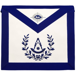 Master Mason Blue Lodge <b>Apron</b> Hand Embroidery <b>White</b> Leather with Cords Premium Masonic Regalia - Product Image 4
