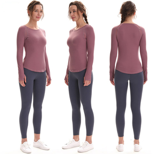 Women's Seamless Long Sleeve Sports <b>Top</b> Breathable Stretch Athletic Tee Slim Fit Gym Workout Shirt - Product Image 5