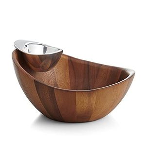 Tazón de Madera de Acacia Redondo para Ensaladas y Frutas, de Lujo, para Cocina, con Tazón para Salsas, Venta al Por Mayor - Product Image 1