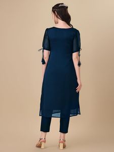 Ensemble Kurti en coton fantaisie brodé pour femmes - Product Image 6
