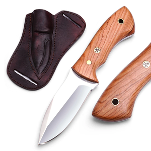 Cuchillo de Hoja Fija Hecho a Mano con Mango de Madera, Acero Inoxidable, Punta de Gota, para Camping y Actividades al Aire Libre, 4 Pulgadas, Diseño Ergonómico - Product Image 1