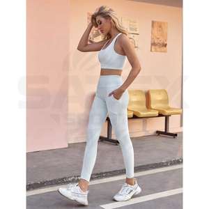 Vêtements de yoga écologiques personnalisés en spandex/nylon, vêtements de sport, vêtements de fitness pour femmes, soutiens-gorge de sport, leggings taille haute, ensemble de pantalons - Product Image 6