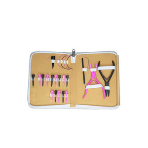 Kit d'outils pour extensions capillaires : pinces métalliques et plastiques, ensemble d'installation et de retrait, étanche, rose et noir, pour micro-liens et extensions cousues à la main, durable - Product Image 2
