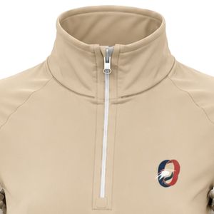 Camiseta Deportiva Beige para Mujer con Cierre de Cremallera, Panel Lateral Floral en la Manga, Manga Larga, para Running, Entrenamiento y Deportes - Product Image 5
