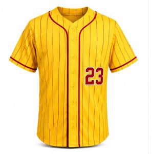 Yellow Pinstripe Baseball Uniform Unisex Adult Jersey Pants Set Number 23 <b>Red</b> <b>Belt</b> Socks Breathable 100% Polyester Sublimation - Product Image 2