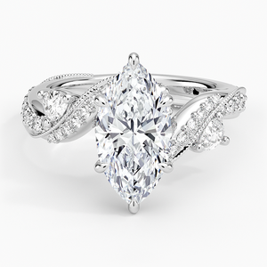 SOJ <b>Ring</b> 04 Marquise Cut 925 Silver Grand Camellia Diamond & Rhodium Plated Wedding 2ct D Color VVS1 Moissanite GRA Certified - Product Image 1