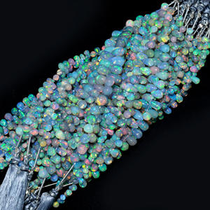 Perles de pierres précieuses naturelles multi éthiopiennes en forme de gouttes lisses 6 pouces 3x4 à 7x10mm belle utilisation de brin pour la fabrication de bijoux - Product Image 1