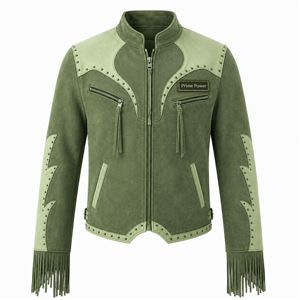 Chaqueta de cuero con flecos estilo western de alta demanda para hombre, estilo vaquero, motero, con borlas y tachuelas, ropa exterior de moda personalizada, fabricante - Product Image 1