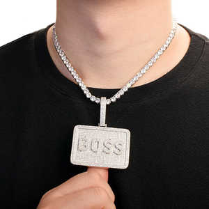 Pendentif Lettre R Personnalisé Moissanite Iced Out, Breloque Hip Hop en Argent Plaqué Or pour Hommes et Femmes, Bijoux de Fête - Product Image 6