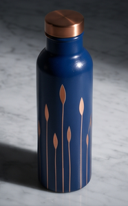 Botella de Agua de Cobre Esmaltada Artesanal con Diseño Botánico de Lujo, Estilo Ayurvédico, Ecológica, para Bebidas - Product Image 5