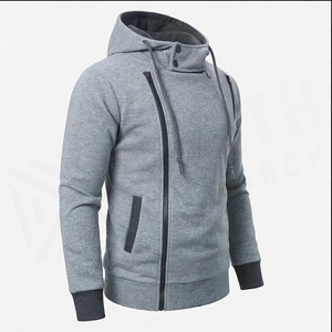 เสื้อฮู้ดผู้ชายทรงเข้ารูป สีเทา ผ้าฝ้ายผสมโพลีเอสเตอร์ เฟรนช์เทอร์รี่ สวมใส่สบายๆ สำหรับฤดูใบไม้ร่วง - Product Image 3