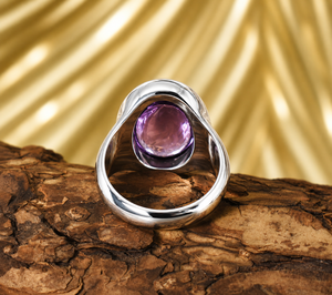 Men's Natural Amethyst <b>Statement</b> <b>Ring</b>, Handmade Gemstone Jewelry Gift 92.5 Sterling <b>Silver</b> - Product Image 5