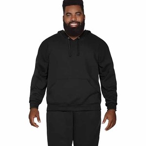 Sweat-shirt à capuche en molleton noir uni pour homme, coupe classique, décontracté, en coton, avec poche avant, pour l'automne - Product Image 1
