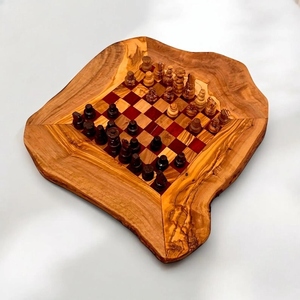 Handcrafted Live Edge <b>Wooden</b> <b>Chess</b> <b>Set</b> With Unique Organic Board Design And Carved Pieces Elegant Strategy Game For Family Fun - Product Image 4