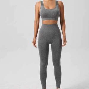 2026 Wholesale Women's High Waist Spandex Gym Fitness Leggings Sports Suits Seamless Quick Dry Yoga Set - Product Image 4