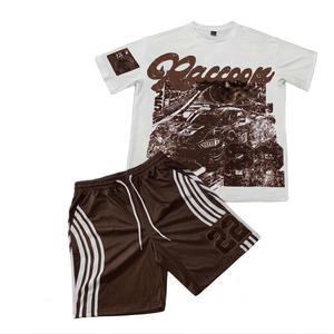 Ensembles courts pour hommes de haute qualité, respirants, avec impression personnalisée, 100 % coton jersey épais, vierges et unis - Product Image 6