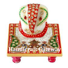 Exporter Of Marble Handicrafts Item, Marble <b>Gold</b> Painted Ganesh - Product Image 2