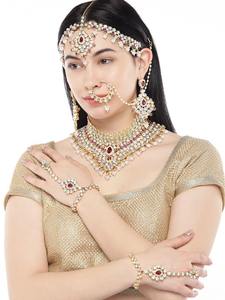 Conjunto de Collar Gargantilla de Lujo Vintage de Aleación con Baño de Rodio y Cristales de Estrás, Pendientes, Maang Tikka, Anillo y Pulsera, Regalo para Mujer - Product Image 2