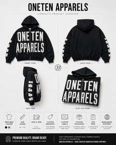 เสื้อฮู้ดดี้โอเวอร์ไซส์ผู้ชาย ONETEN APPARELS ผ้าฝ้ายถัก สไตล์สตรีทแวร์ มีซิป แต่งโลโก้ปักด้านหน้า - Product Image 2