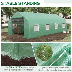 20FT X 10FT X 7FT Greenhouse Walk-in Tunnel with Zippered Mesh Door 8 Mesh Windows Gardening <b>Plant</b> Hot Galvaniz Stainless <b>Frame</b> - Product Image 5