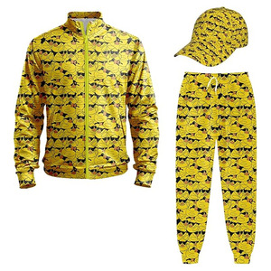 <b>Men</b>’s Vibrant Rubber Duck Graphic Tracksuit Set – Premium Three-Piece All-Over Print Collection Including Full-Zip Bomber <b>Jacket</b> - Product Image 1