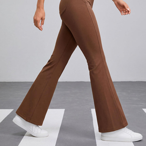 Pantalones de Yoga de Cintura Alta con Pierna Ancha, Color Gris Sólido, Sin Costuras, Elásticos en Cuatro Direcciones, Ropa Deportiva, Pantalones Largos de Fitness para Mujer - Product Image 2