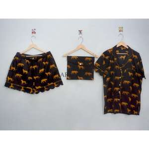 Conjunto de Pijama para Mujer, Cuello en V, Estampado Digital de Cerezas, Secado Rápido, Sexy, para Otoño/Primavera/Verano, Ropa de Dormir - Product Image 1