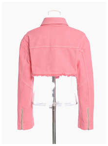 Women's Trendy Casual <b>Lightweight</b> <b>Denim</b> Blouson <b>Jacket</b> with Short Sleeve and Crop Design Winter 2026 Adult - Product Image 3