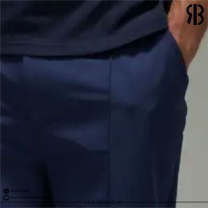 RUBABULL Short Bermuda Oxford bleu marine pour homme, taille mi-haute, fermeture élastique, décontracté, respirant, tissé - Product Image 5