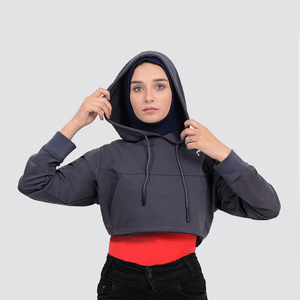 Womens Crop Hoodie Sweatshirt Blank Hooded <b>Top</b> Custom Printing OEM ODM Wholesale Supplier - Product Image 3