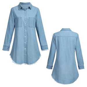 Camisa de Vestir para Mujer, 100% Algodón Popelina, Transpirable, Formal, para Oficina, con Botones, Manga Larga, Lisa/Estampada, con Logotipo Frontal - Product Image 1