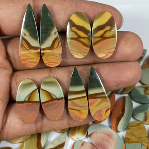 Lot de paires de jaspes polychromes naturels de qualité supérieure, pierres précieuses uniques pour la fabrication de boucles d'oreilles et de bijoux, formes variées - Product Image 1
