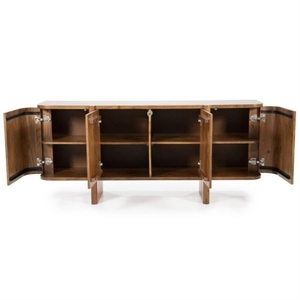 Midcentury Modern Modular Eco-Friendly Durable Solid Wood Living Room Cabinet 4 Compartments <b>Flat</b> Panel Doors Storage Shelves - Product Image 4