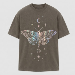 Camiseta Urbana con Estampado Reflectante para Hombre, Cuello Redondo, Algodón, Estilo Casual, Reflectante, Suave, Transpirable, para Uso Diario - Product Image 1