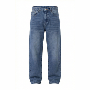 Jean en denim taille haute coupe droite pour homme, coupe régulière, en coton tissé uni, décontracté, séchage rapide, pour hiver, été, automne - Product Image 1