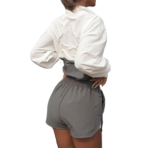Nouveaux ensembles de shorts de sport pour femmes, décontractés, avec fermeture éclair, manches courtes, boutons, coupe-vent, shorts taille haute, deux pièces - Product Image 2
