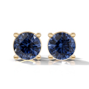 Heerani Jewels Lab Grown Blue Sapphire Prong <b>Set</b> 925 <b>Sterling</b> <b>Silver</b> Classic <b>Stud</b> Vermeil Yellow Gold Unisex <b>Earrings</b> - Product Image 4